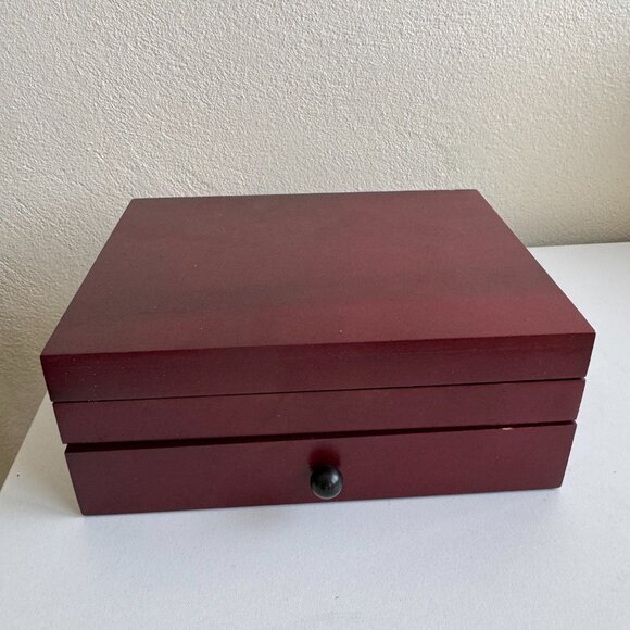 Vintage 1998 Rosewood Flip Top Photo Storage Box w/ 4x6 Frame - Picture 3 of 14